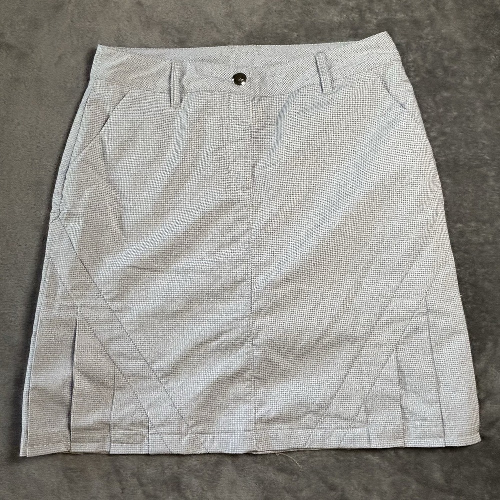 Nivo By Lanctot Women's Golf Skort Size 2 White Gingham Pleated Detail Pockets